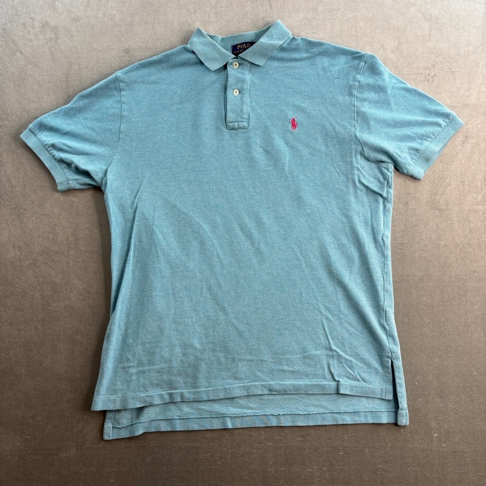 Polo Ralph Lauren Polo Shirt Classic Fit Casual Short Sleeve Light Blue SZ Large